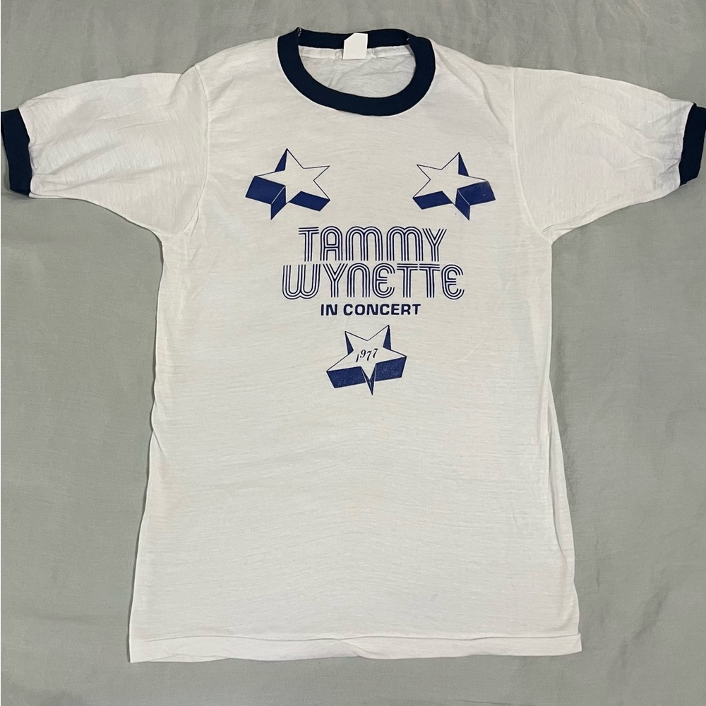 1970s Tammy Wynette Concert T-Shirt Ringer Tee George Jones
